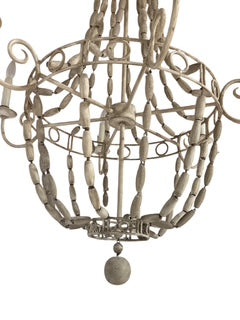 Large Cream Wood Bead Chandelier