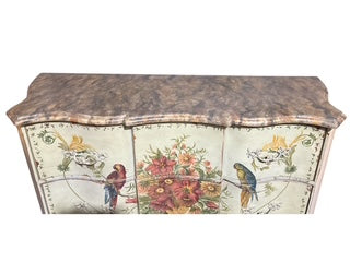 Large Painted Parrot Motif Commode by Habersham The Plaza Collection