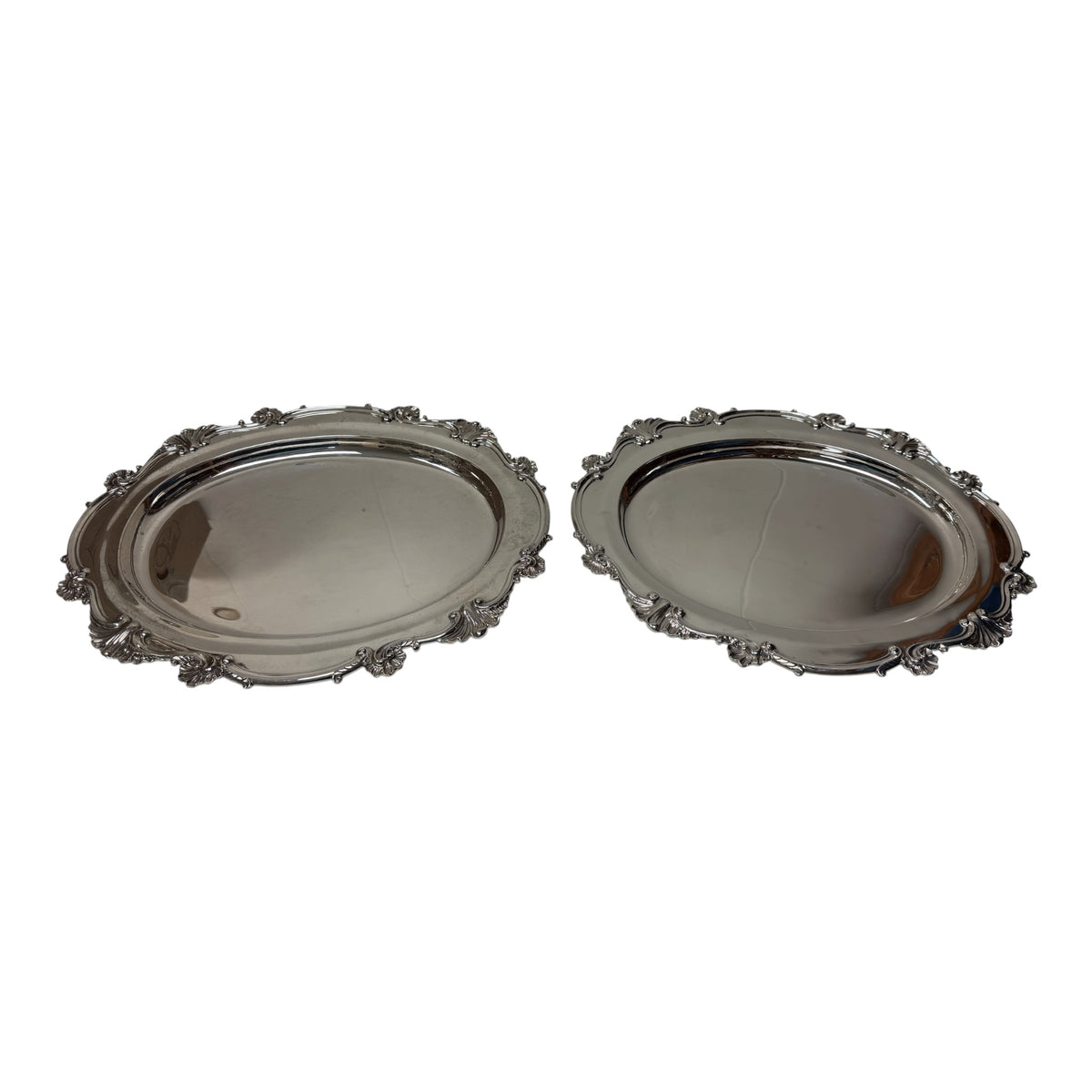 Pair Oval Sterling Trays by J.B. Caldwell