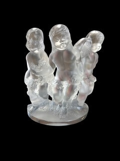 Pair Lalique Crystal Luxembourg Bookends- Signed