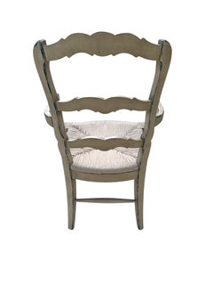 Pair Country French Armchairs with Woven Rush Seat