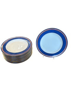 Set of Twelve Cobalt and Gold Plates by Wedgwood