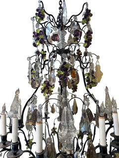 Twelve Light Chandelier with Colored Assorted Fruit Crystal