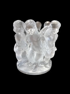Pair Lalique Crystal Luxembourg Bookends- Signed