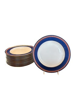 Set of Twelve Cobalt and Gold Plates by Wedgwood