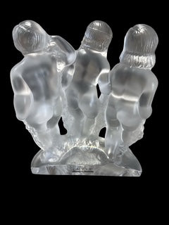 Pair Lalique Crystal Luxembourg Bookends- Signed
