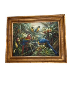 Large Oil Painting of Parrots