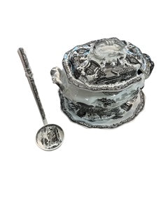 Black Transferware Tureen with Undertray and Ladle