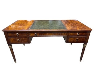Theodore Alexander Writing Table/Desk Green Leather Top