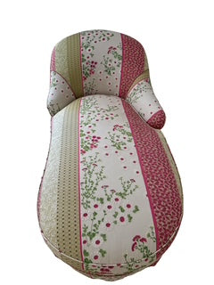 Chaise Lounge with Curved Back Lee Jofa Madurai Fuchsia/Spring Color Way Fabric