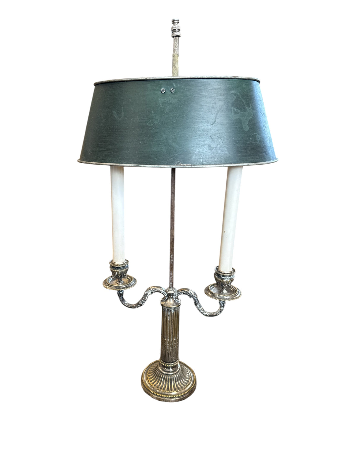 Bouillotte Lamp with Green Tole Shade