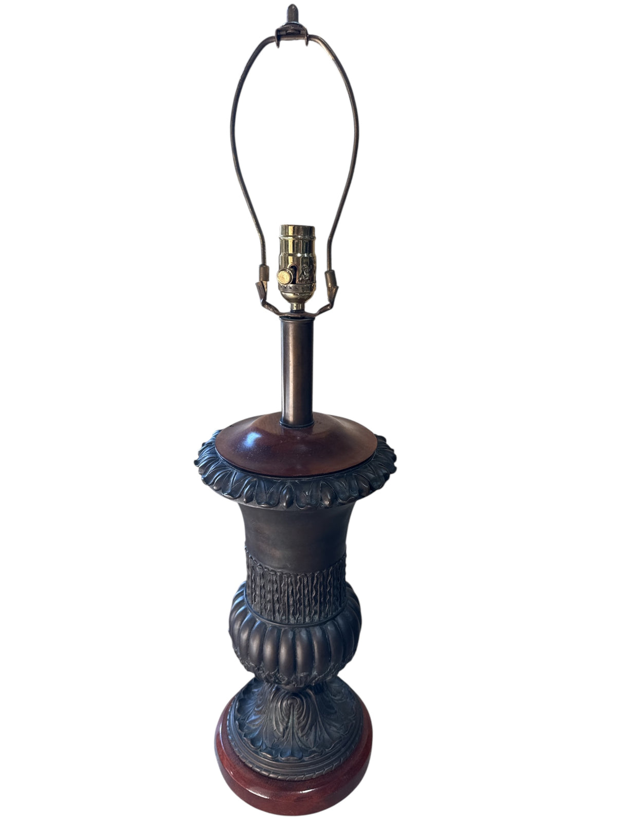 Pair Formed Metal and Wood Lamps