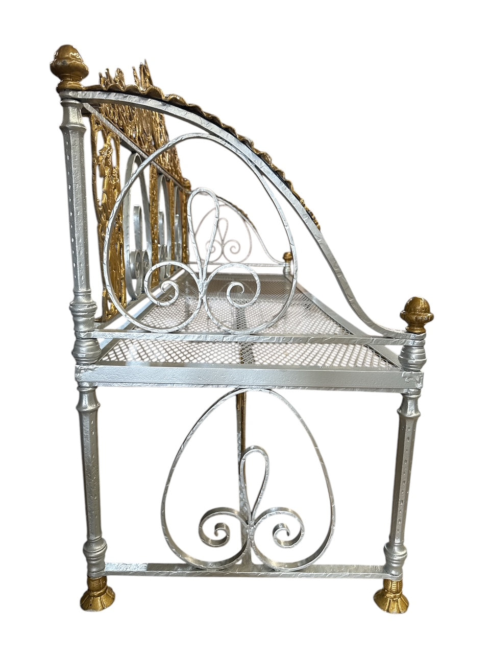 Fancy Painted Wrought Metal Bench