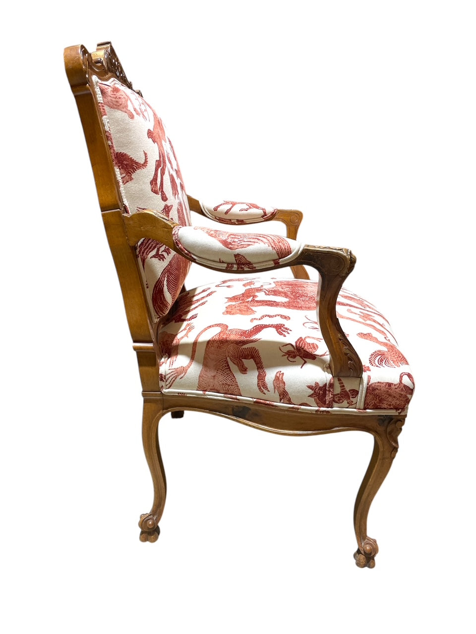Pair Walnut French Wood Frame Fauteuils