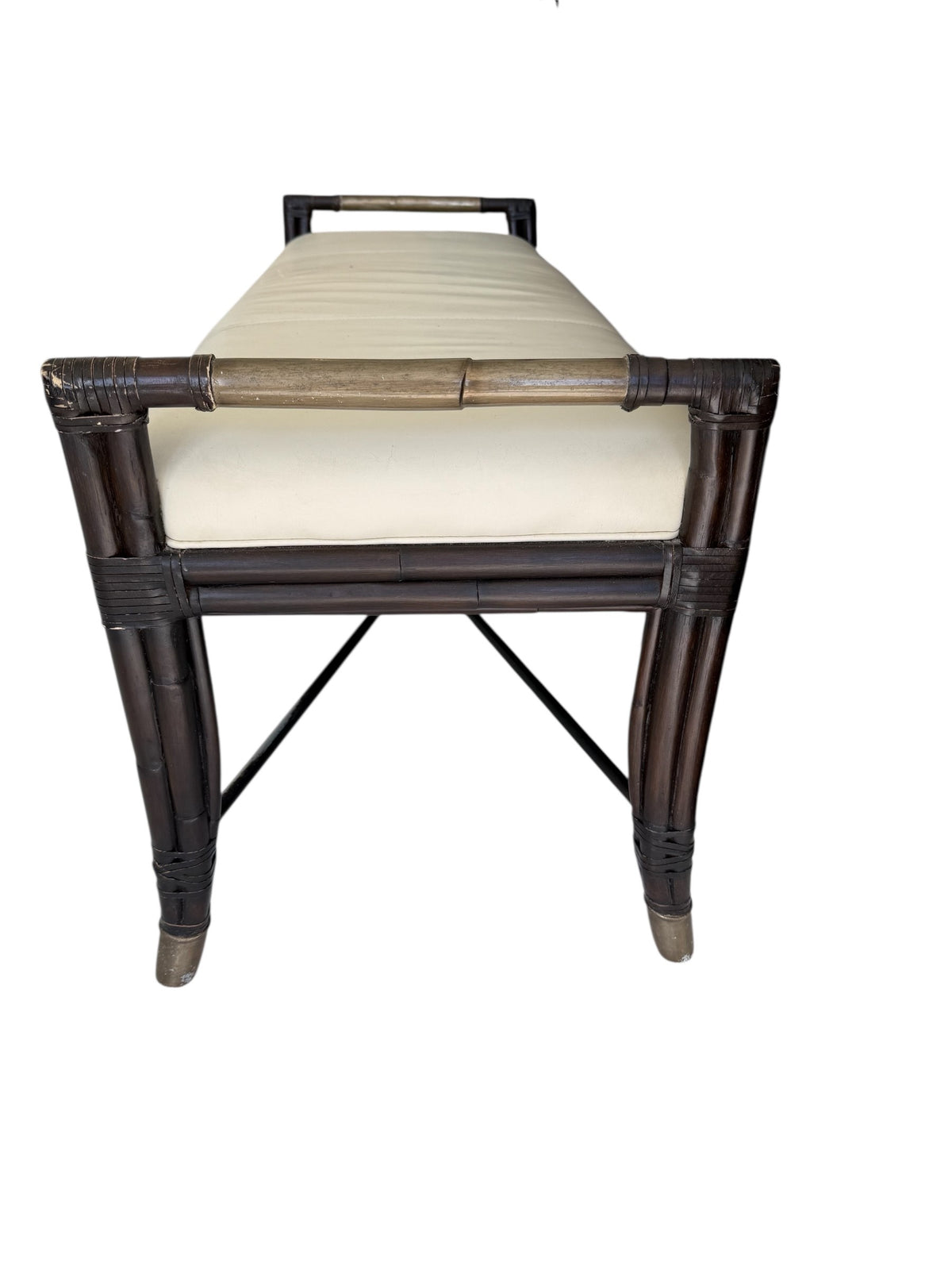 Bamboo Frame W/Leather Seat Window or Bed Bench