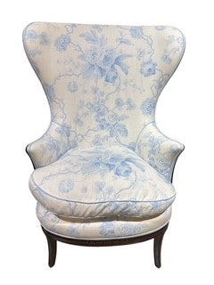 Upholstered Wing Back Chair w/Horizontal Slats for Back Support