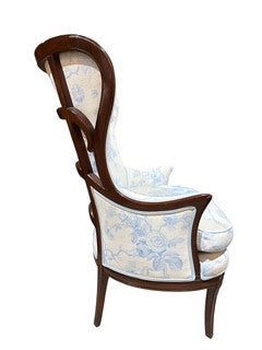 Upholstered Wing Back Chair w/Horizontal Slats for Back Support
