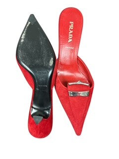 Red Prada Mule Shoes