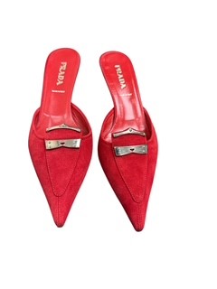 Red Prada Mule Shoes