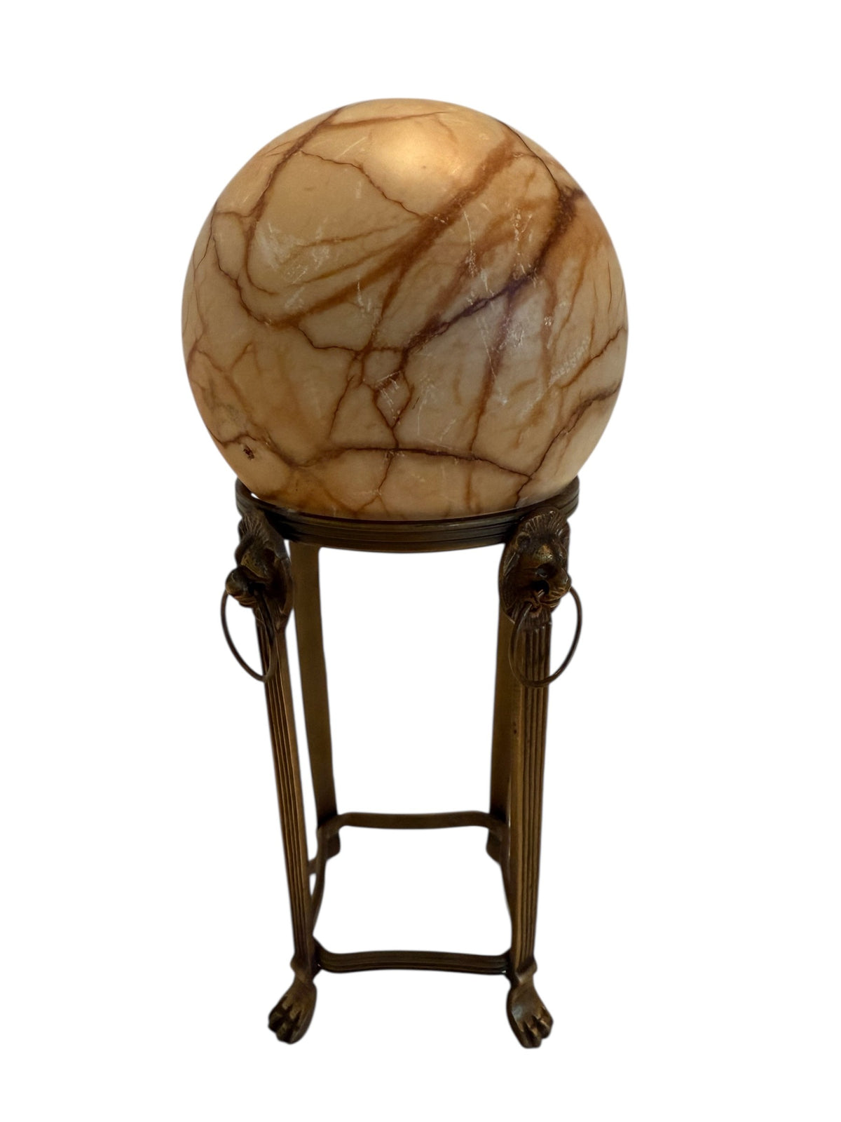Alabaster Sphere on Bronze Stand