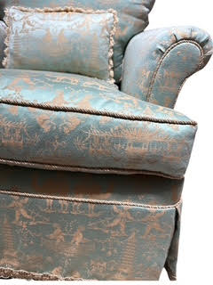 Pair Upholstered Club Chairs With Ottoman