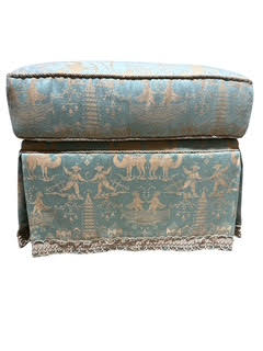Pair Upholstered Club Chairs With Ottoman