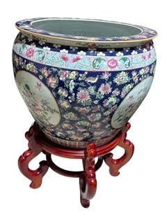 Large Decorated Fish Bowl/Planter