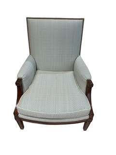 Pair Diamond Back Wood Frame Arm Chairs