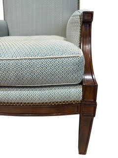 Pair Diamond Back Wood Frame Arm Chairs