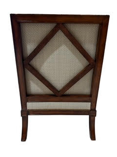 Pair Diamond Back Wood Frame Arm Chairs