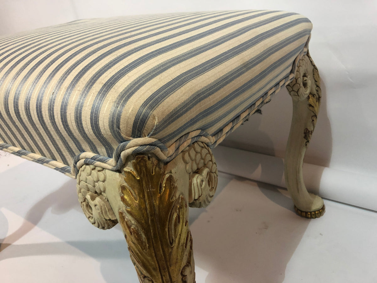 Carved Gilt Wood and Painted Bench