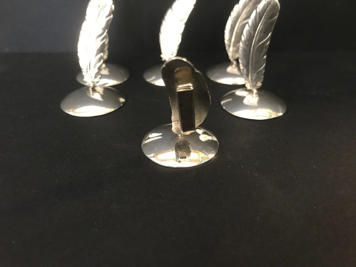 Silver Feather Place Card Holders Set of 6