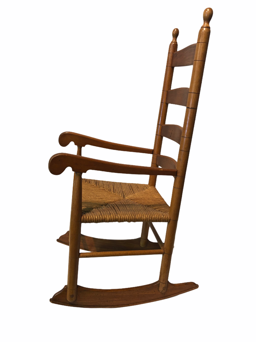 Antique Late 19th Shaker Armless Rocking Chair With Splint