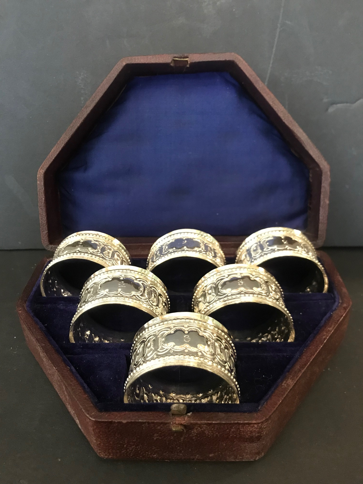 Sterling Napkin Rings in Fitted Box for Six