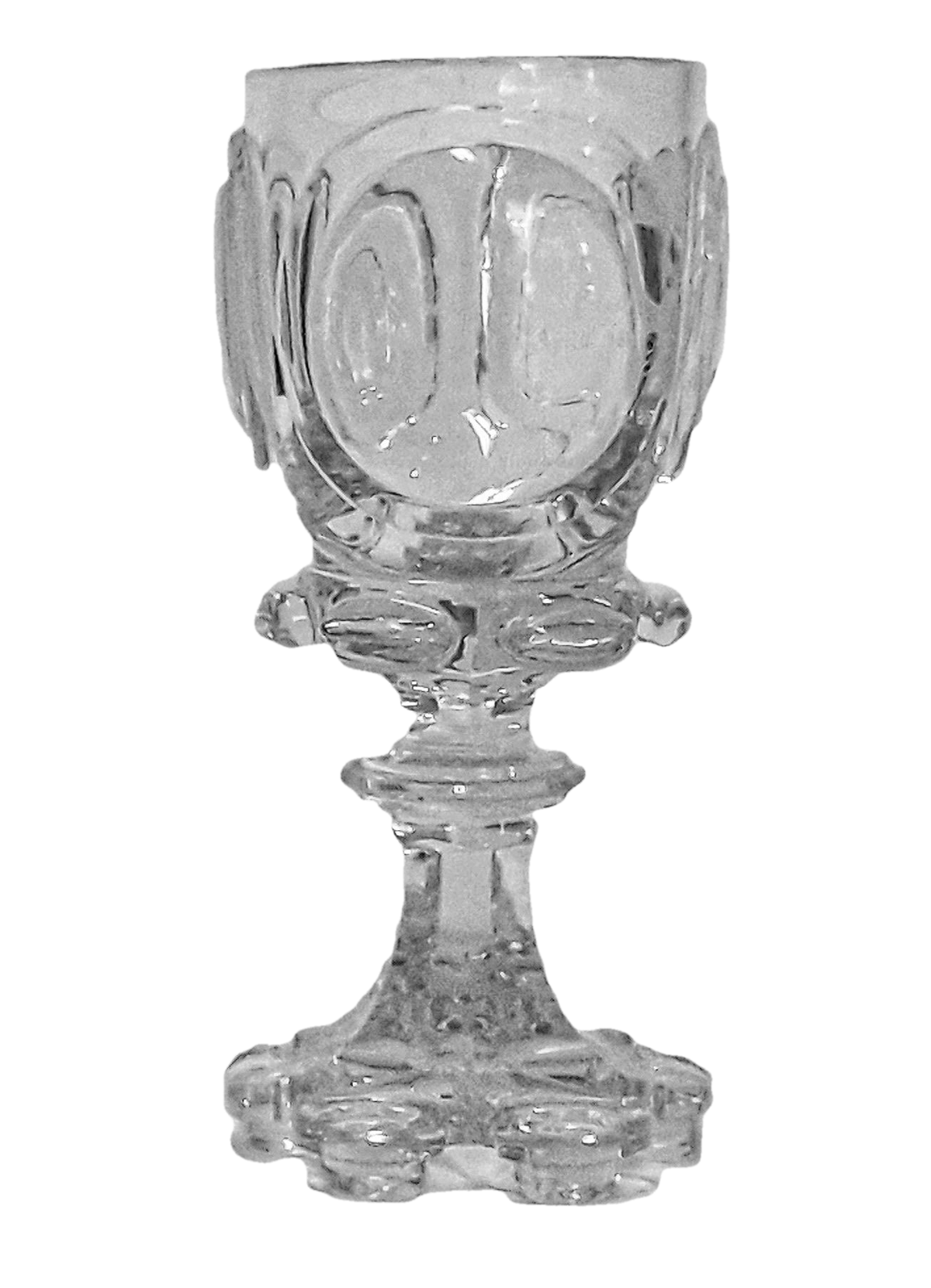 German or Bohemian Cut and Engraved Crystal Goblet. Mid 19th Century