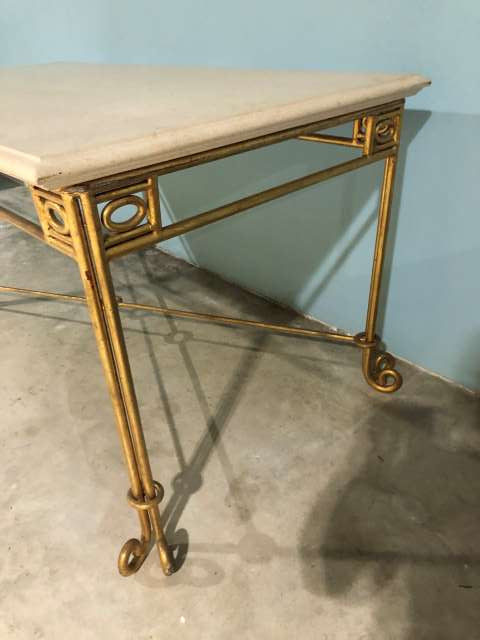 Gilt Metal Table w/ Stone Top