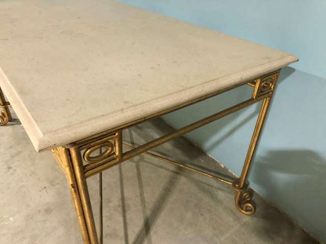 Gilt Metal Table w/ Stone Top