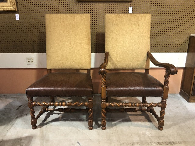 Set of 10 / Leather Tooled Chairs