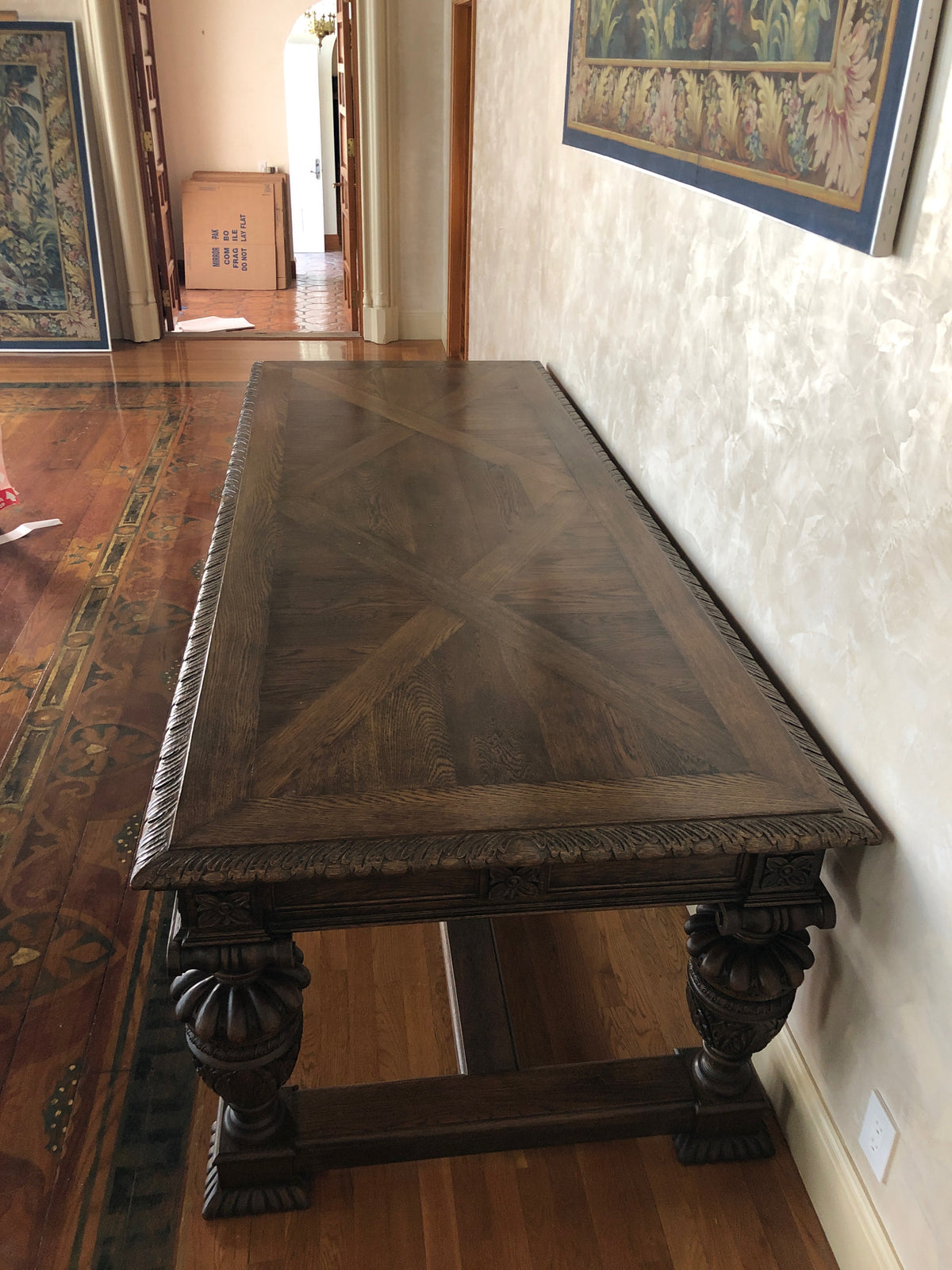 Old English Jacobean Style Oak Center / Dining Table