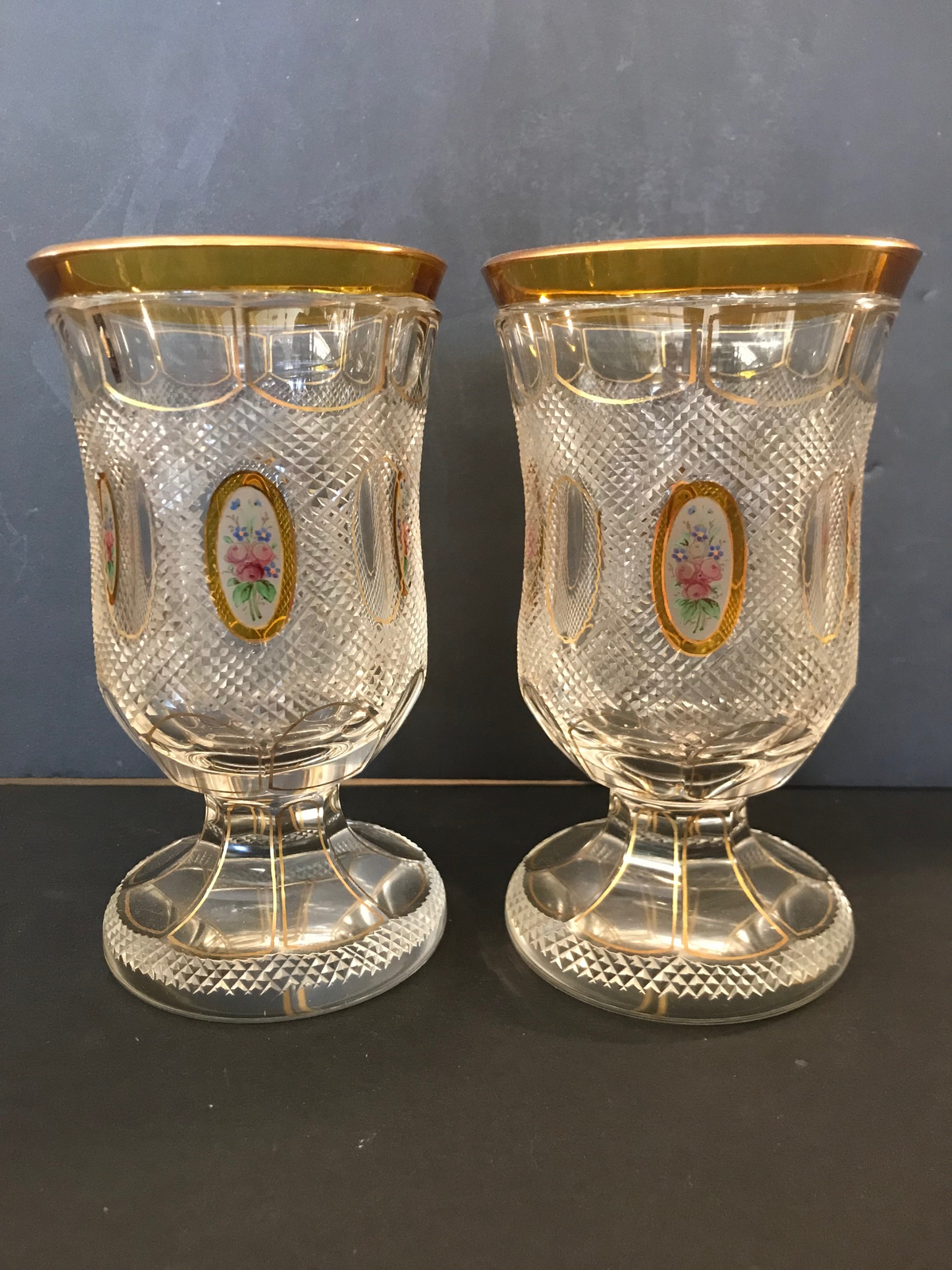 Early Moser Footed Tumblers S/8