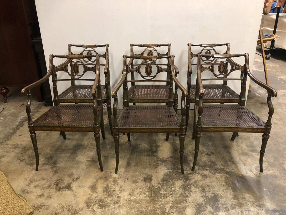 Set of 6 Regency Neoclassical Style Painted Chairs