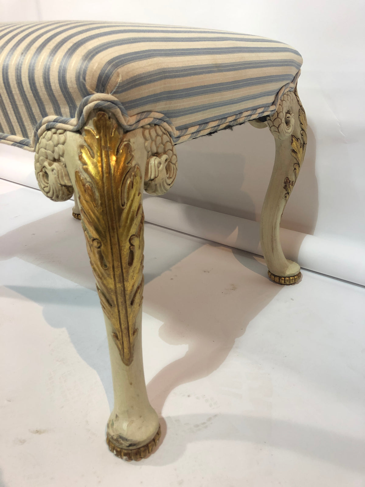 Carved Gilt Wood and Painted Bench