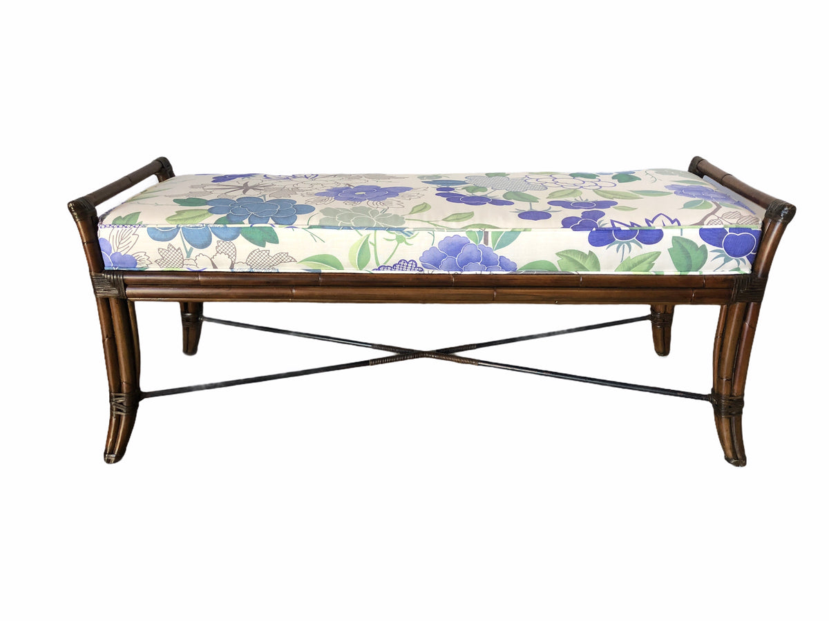 Rattan Upholstered Bench by David Francis