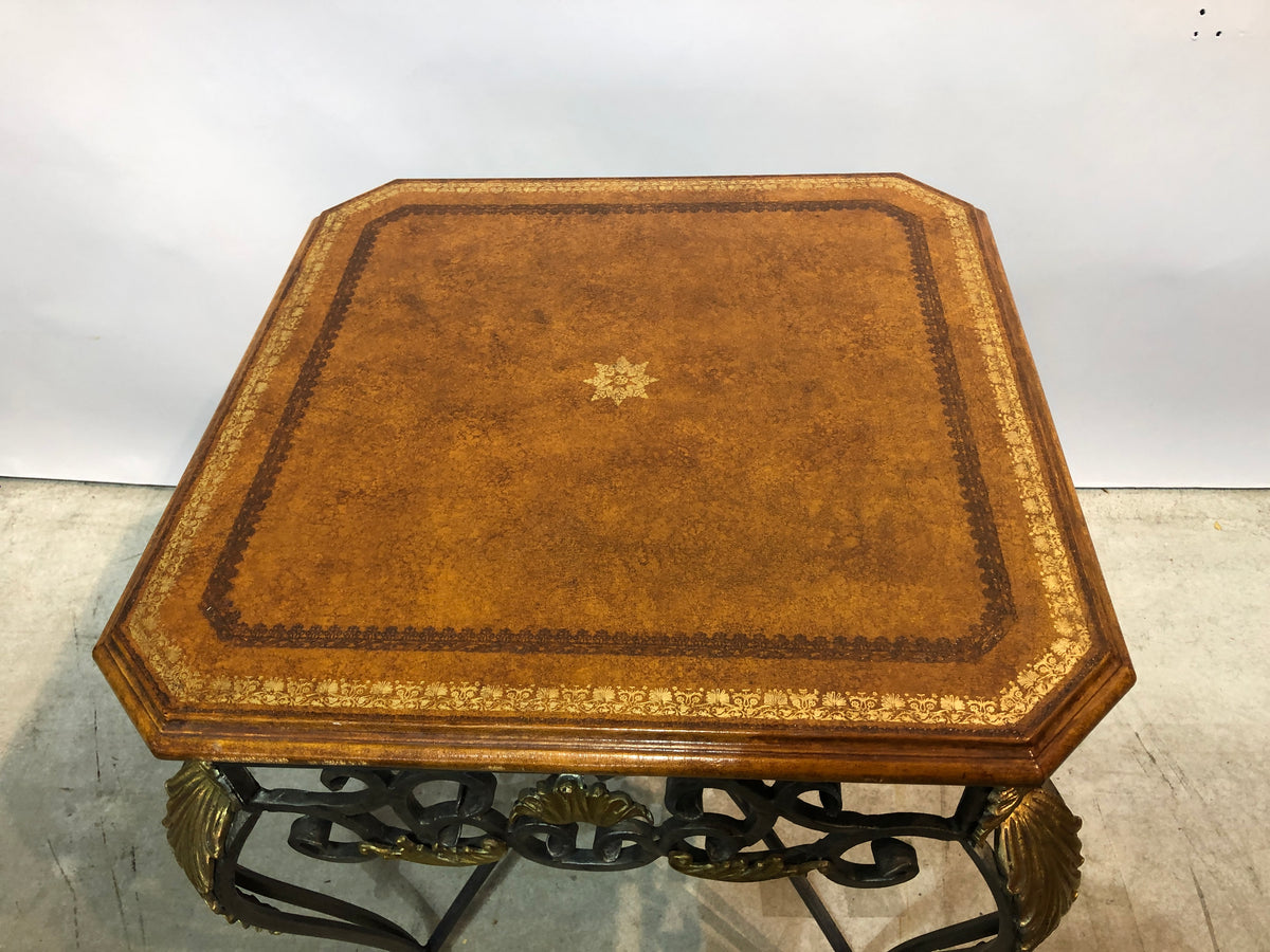 Maitland Smith Leather Top Side Table