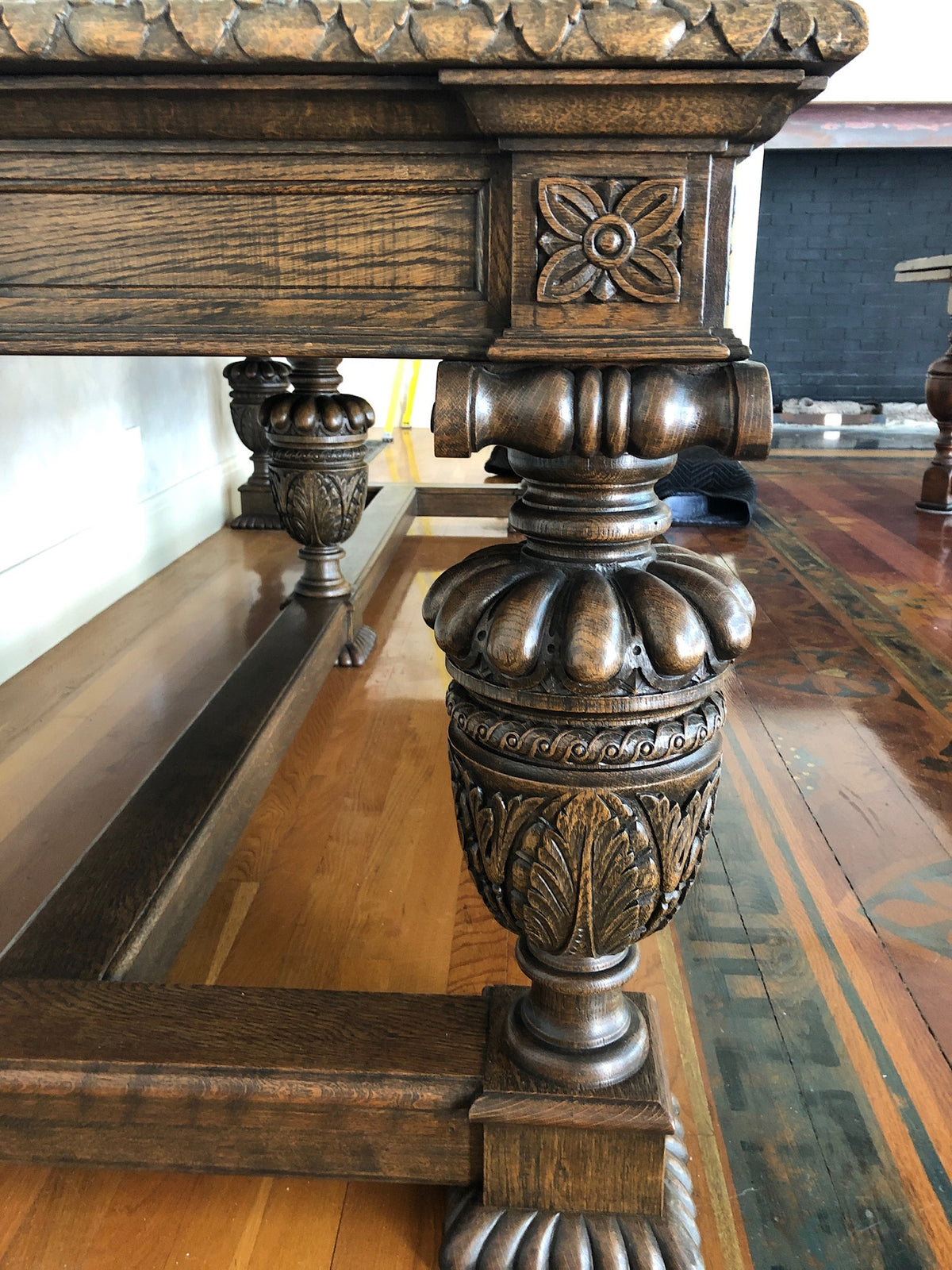 Old English Jacobean Style Oak Center / Dining Table