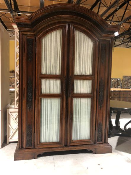 Carved Armoire with Glass Doors