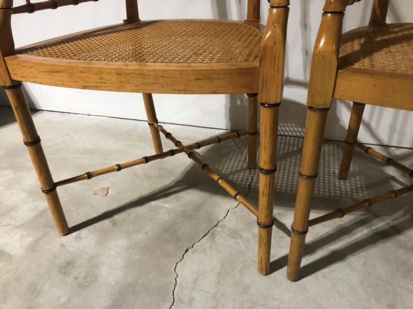 Pair of Faux Bamboo Barrel Chairs by Baker