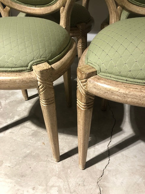 6 Faux Rattan Circle Back Dining Chairs