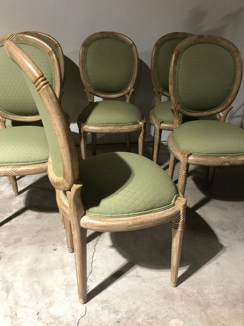 6 Faux Rattan Circle Back Dining Chairs