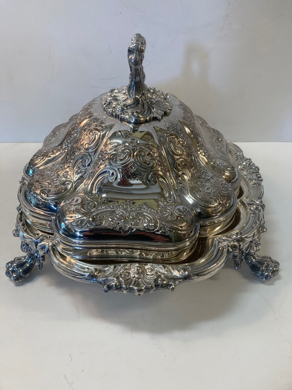 English Silver Plate Covered Server